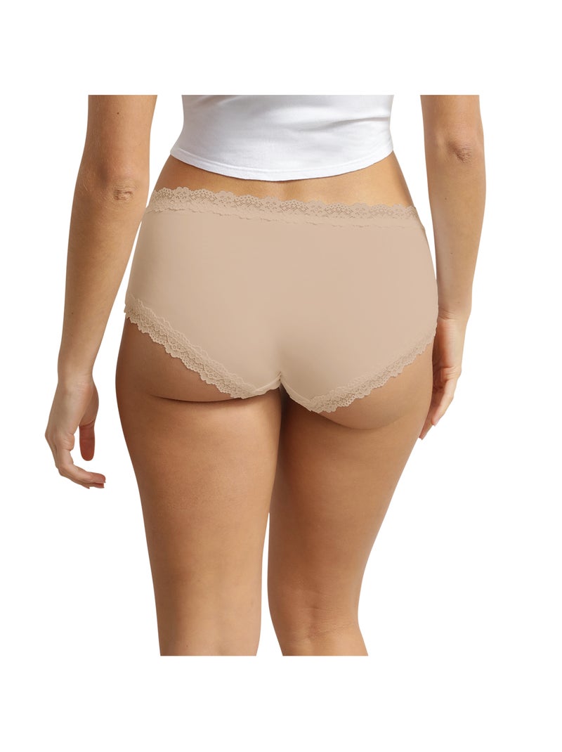 Culotte hipster Micro Dentelle Beige - Kiabi