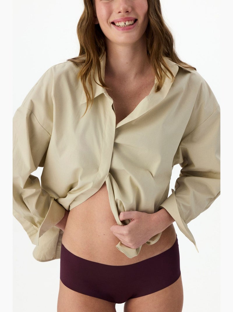Culotte hipster sans marquage, coupe laser penti Rouge bordeaux - Kiabi
