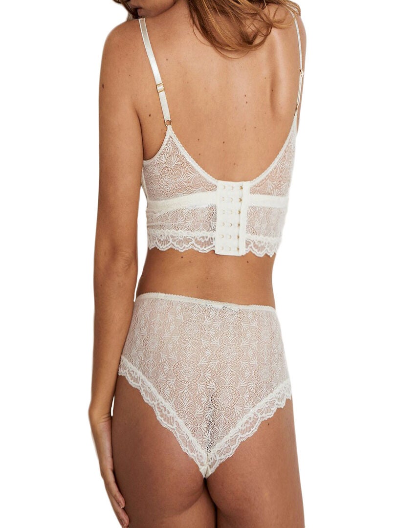 Culotte hipster taille haute en dentelle ajourée vegan Fabienne Beige clair - Kiabi
