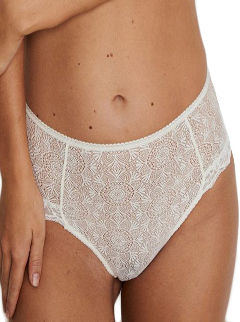 Culotte hipster taille haute en dentelle ajourée vegan Fabienne Beige clair - Kiabi