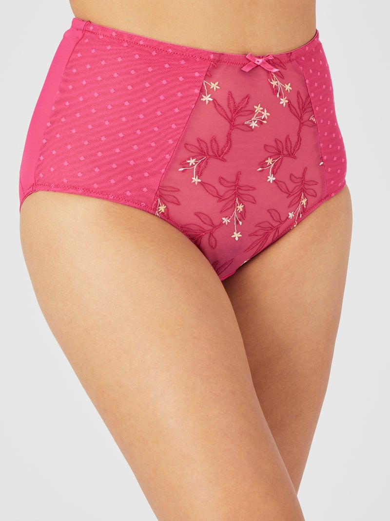 Culotte maxi brodée LYNA Perfect Fit by Damart - Damart Rose framboise - Kiabi