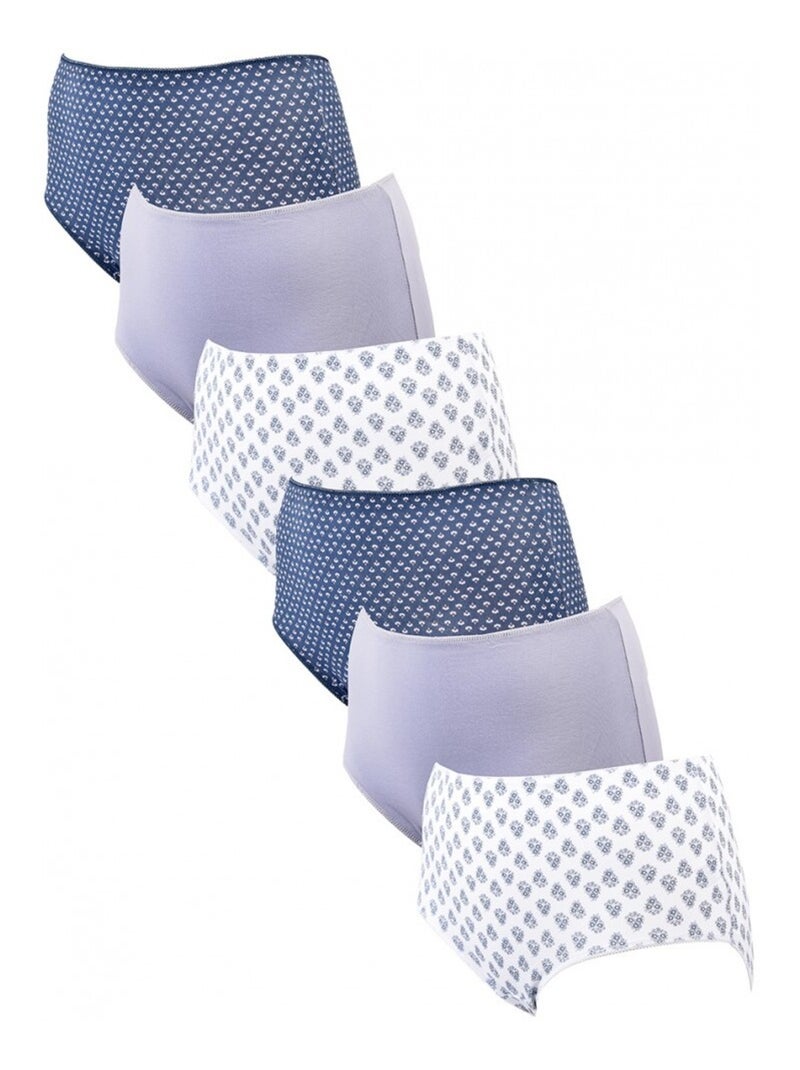 Culotte MAXI Femme TRESS - Pack de 6 Bleu Multicolore Blanc - Kiabi