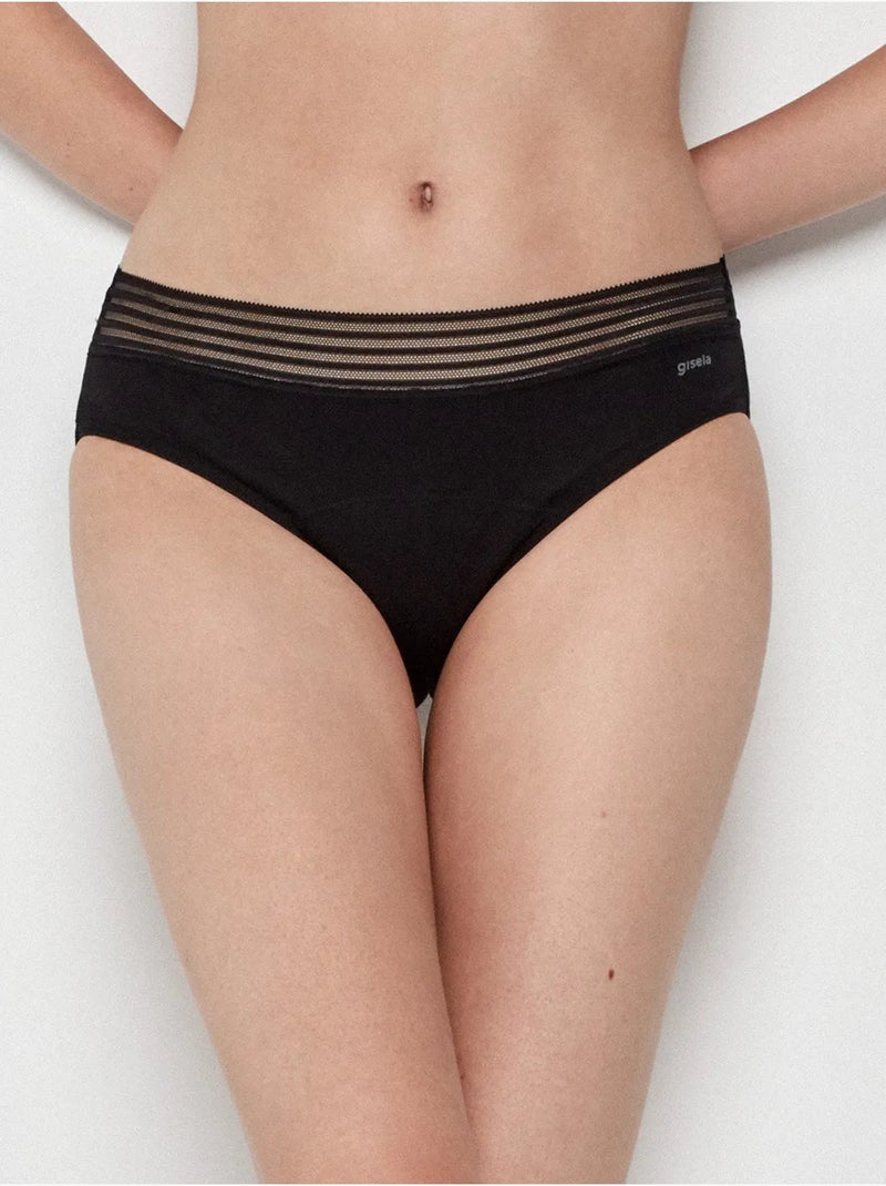 Culotte menstruel en tissu absorption moyenne Noir - Kiabi