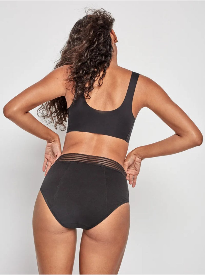 Culotte menstruel haute en tissu haute absorption Noir - Kiabi