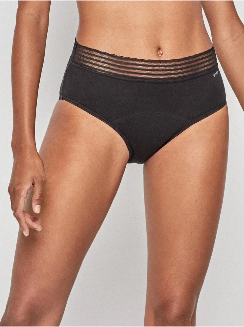 Culotte menstruel haute en tissu haute absorption Noir - Kiabi