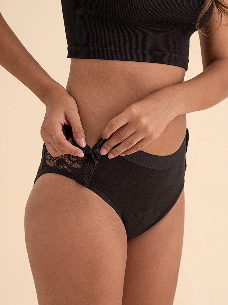 Culotte menstruelle avec fermeture Velcro, Velcrochip Noir Noir - Kiabi