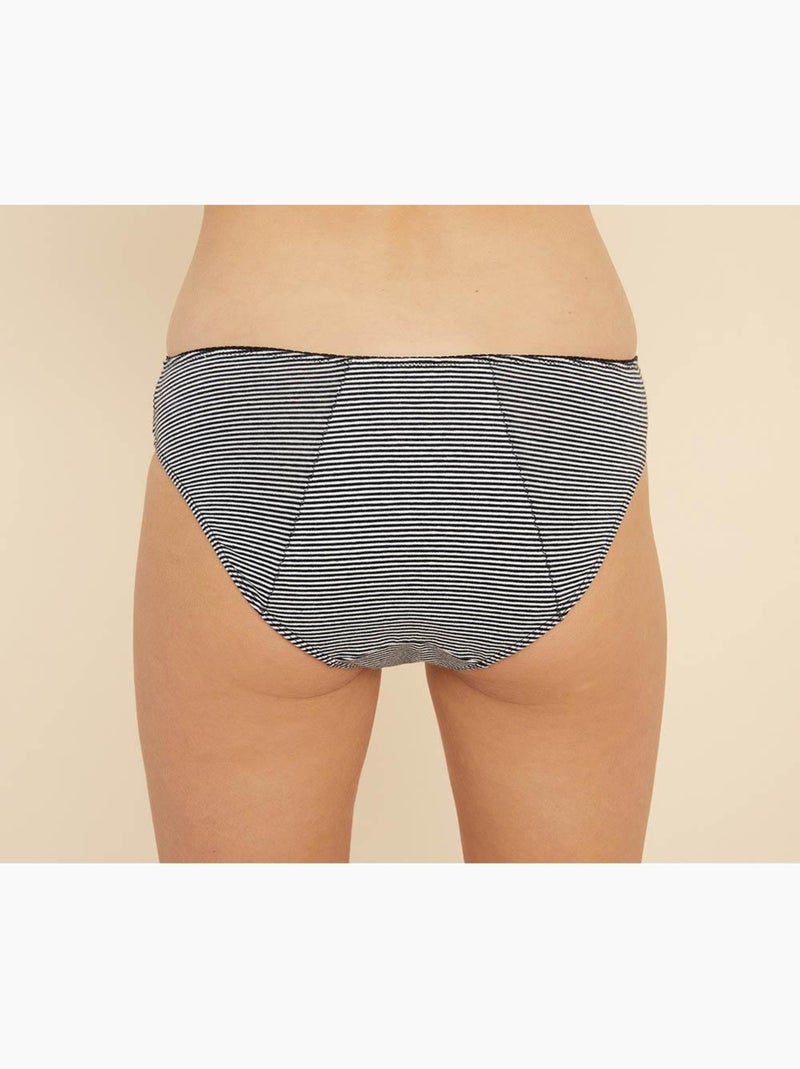 Culotte menstruelle CHARLOTTE rayée flux Medium Noir Blanc - Kiabi