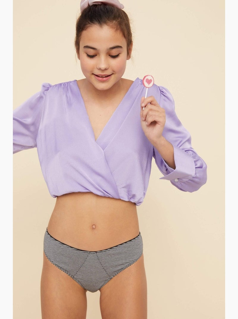 Culotte menstruelle CHARLOTTE rayée flux Super Noir Blanc - Kiabi
