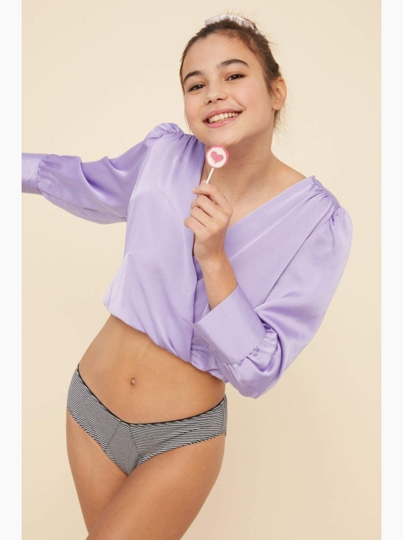 Culotte menstruelle CHARLOTTE rayée flux Super Noir Blanc - Kiabi