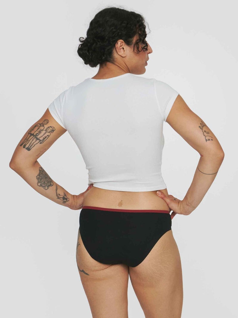 Culotte menstruelle coton - Flux abondant Noir - Kiabi