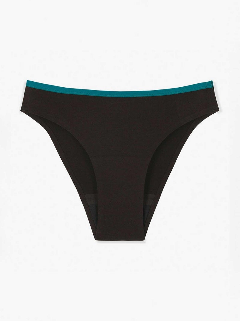 Culotte menstruelle coton - Flux moyen Noir - Kiabi