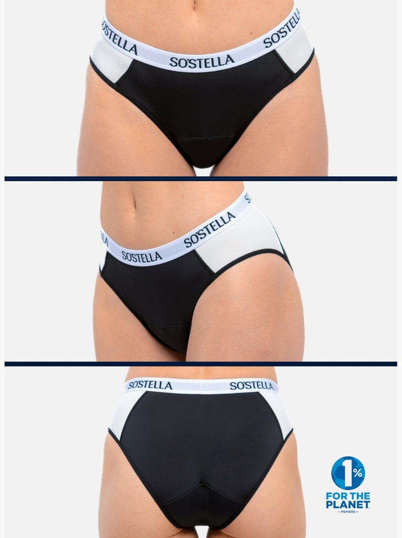 Culotte Menstruelle de sport - N°8 - Femme et Adolescente - Flux moyen - SORIO Noir - Kiabi