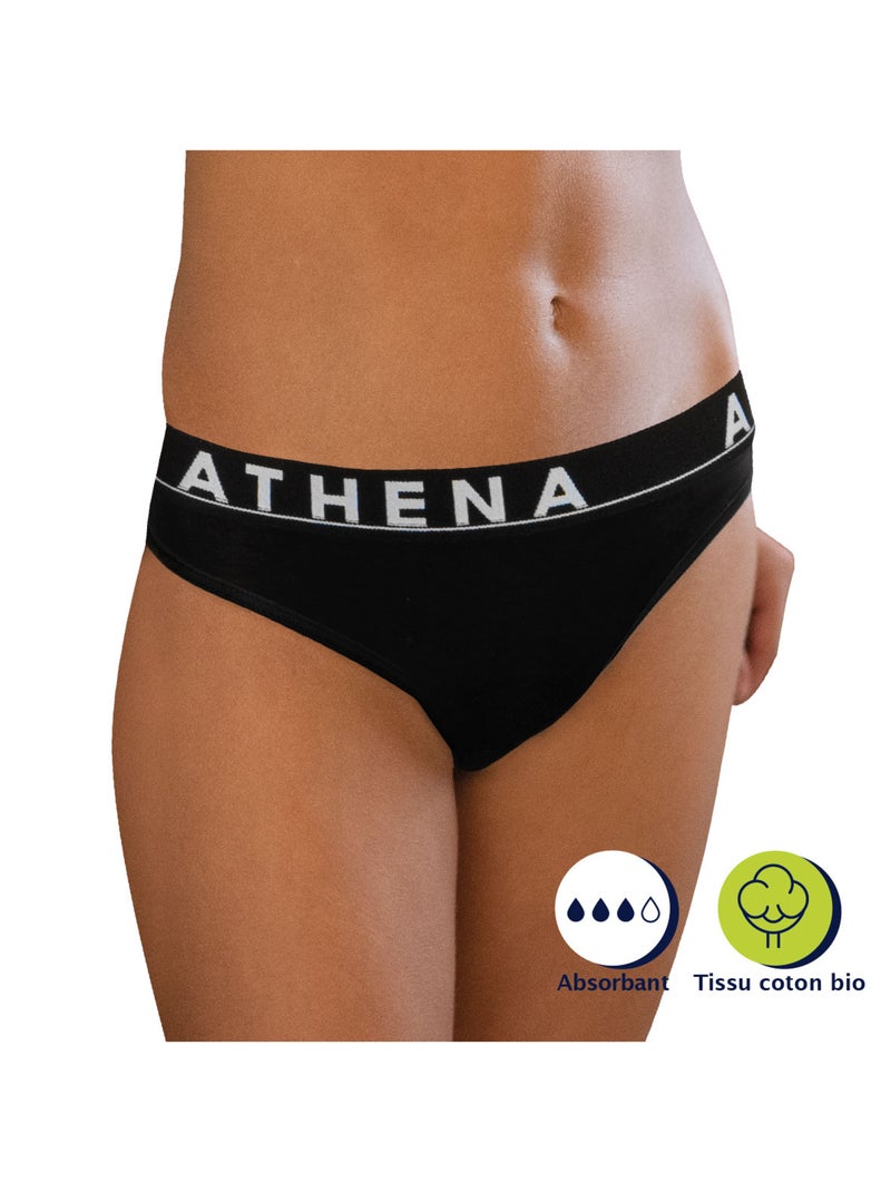 Culotte menstruelle Easy Color fille coton issu de l'agriculture biologique Athena Noir - Kiabi