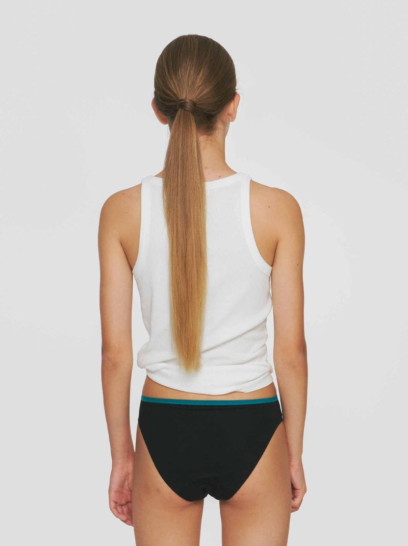 Culotte menstruelle en coton pour Ados - Flux moyen Noir - Kiabi