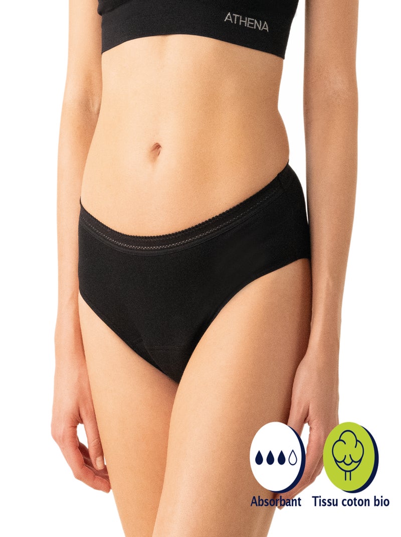 Culotte menstruelle femme Athena Noir - Kiabi