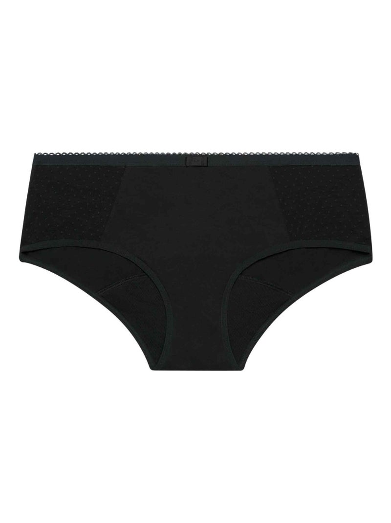 Culotte menstruelle flux abondant coton bio Protect Noir - Kiabi