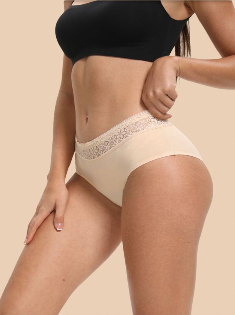 Culotte menstruelle flux abondant découpée laser Sardaigne Beige - Kiabi