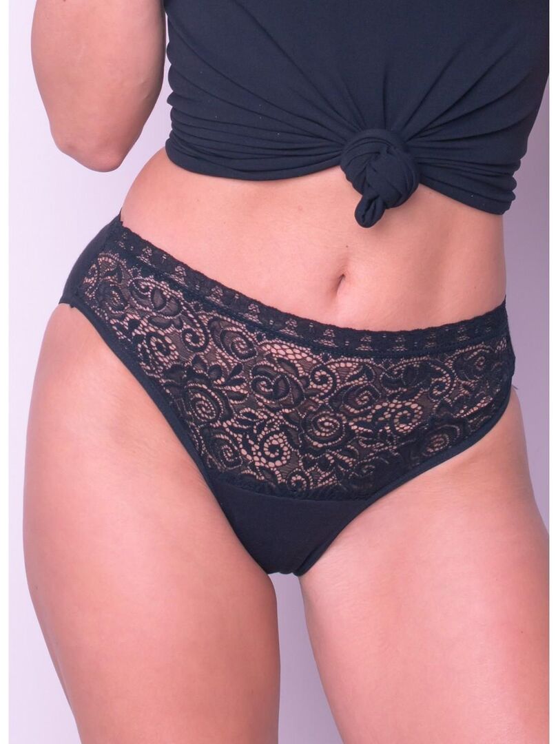 Culotte menstruelle flux abondants en coton, Olimpia Noir Noir - Kiabi
