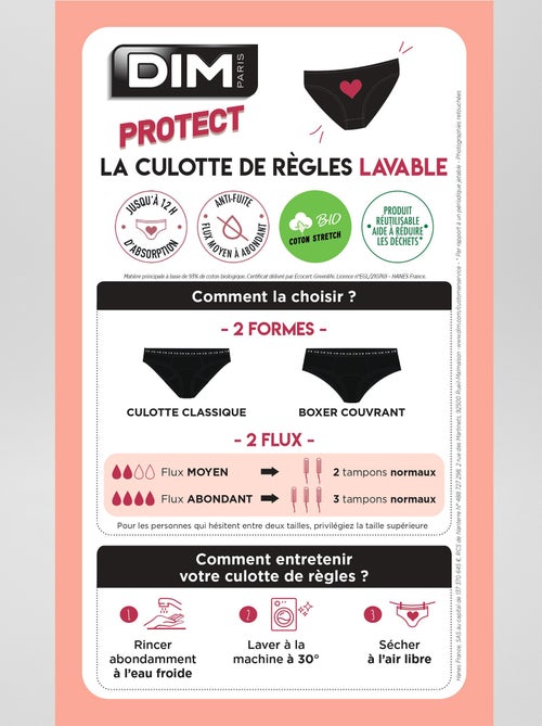 Culotte menstruelle Flux moyen 'DIM' Protect - Kiabi