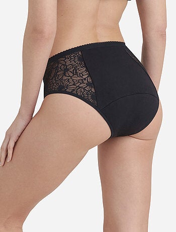 Culotte menstruelle haute, coton bio et dentelle florale Protect