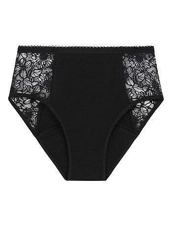 Culotte menstruelle haute, coton bio et dentelle florale Protect
