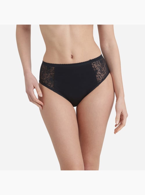 Culotte menstruelle haute, coton bio et dentelle florale Protect - Kiabi