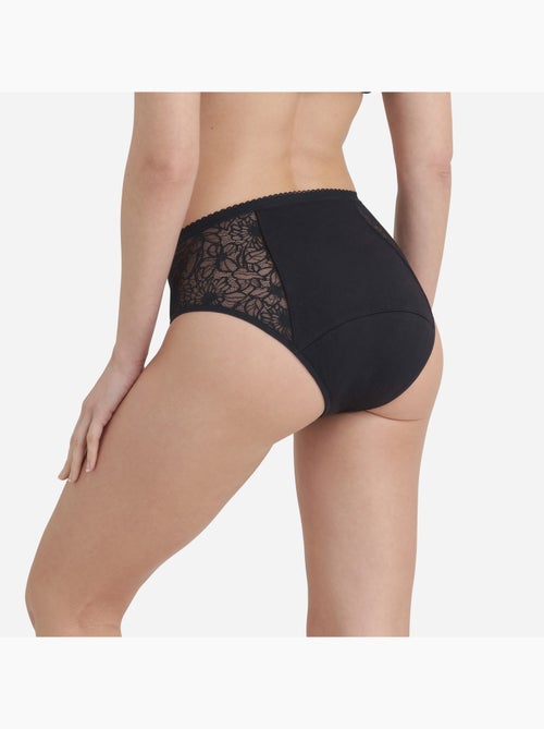 Culotte menstruelle haute, coton bio et dentelle florale Protect - Kiabi