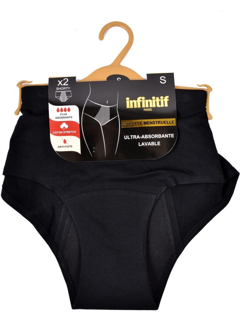 Culotte Menstruelle INFINITIF - Pack de 2 Noir - Kiabi