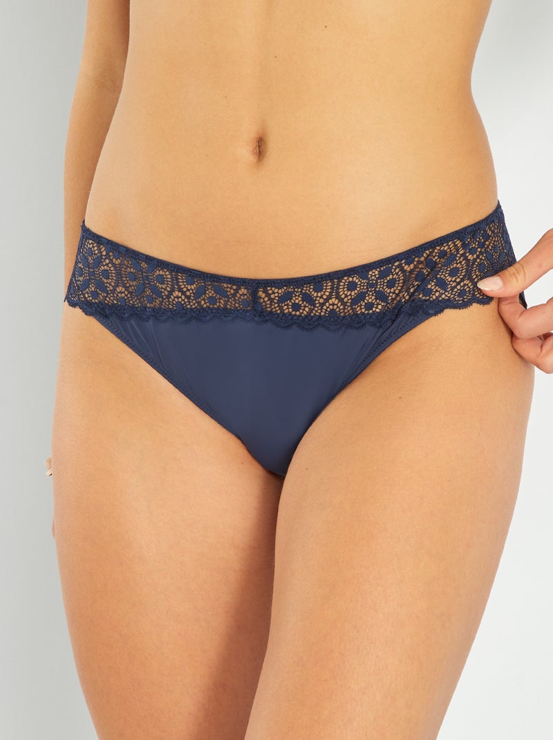 Culotte micro et dentelle bleu marine - Kiabi