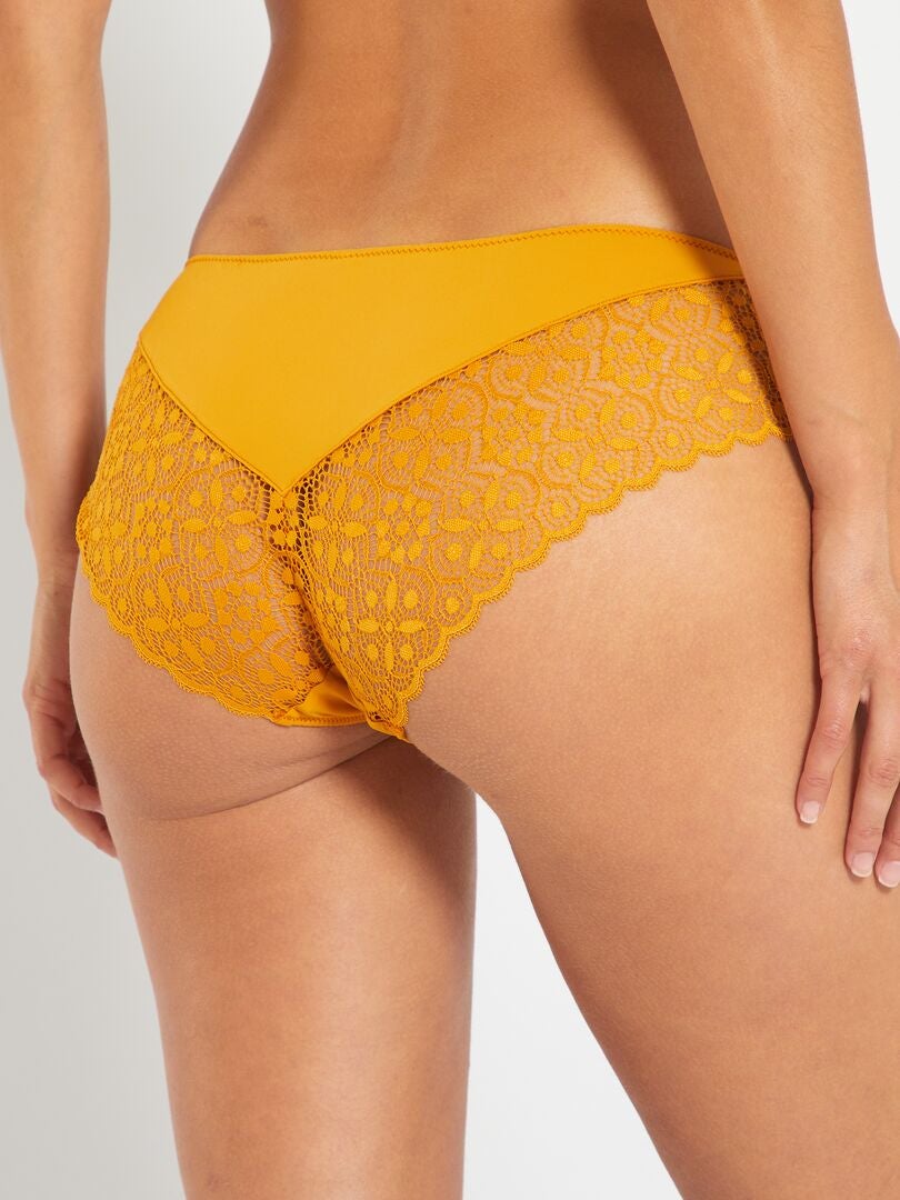 Culotte micro et dentelle moutarde - Kiabi