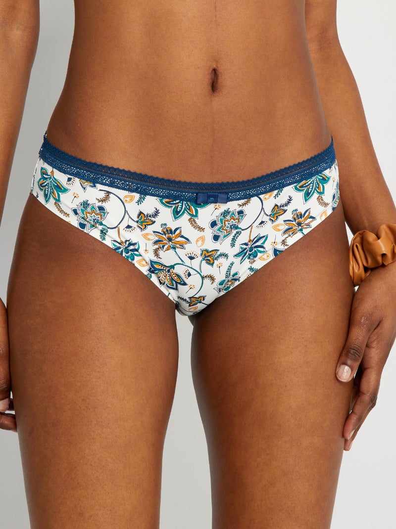 Culotte micro et dentelles Beige/bleu - Kiabi