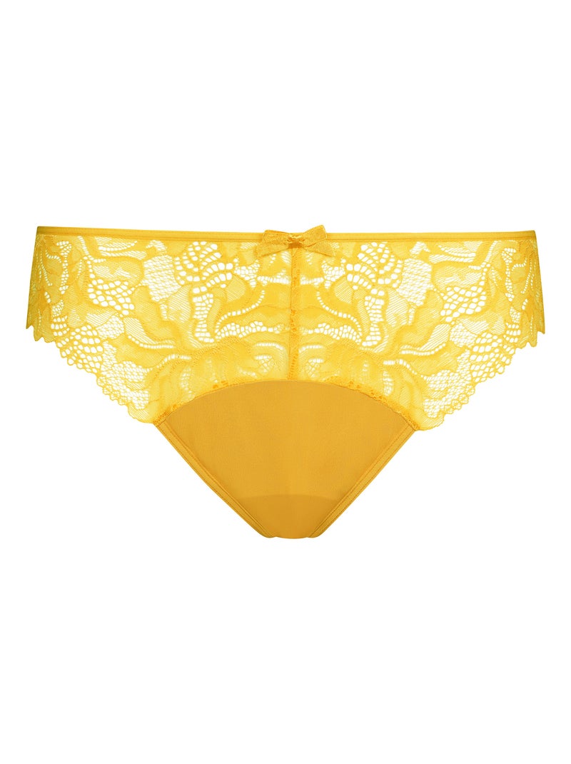 Culotte microfibre et dentelle florale Generous Essentiel Jaune - Kiabi