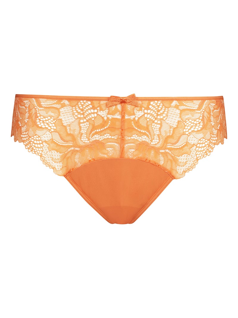 Culotte microfibre et dentelle florale Generous Essentiel Orange clair - Kiabi