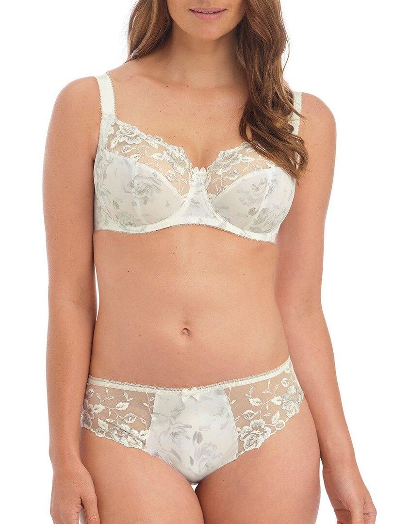 Culotte microfibre imprimée avec broderies florales Caroline Beige clair - Kiabi