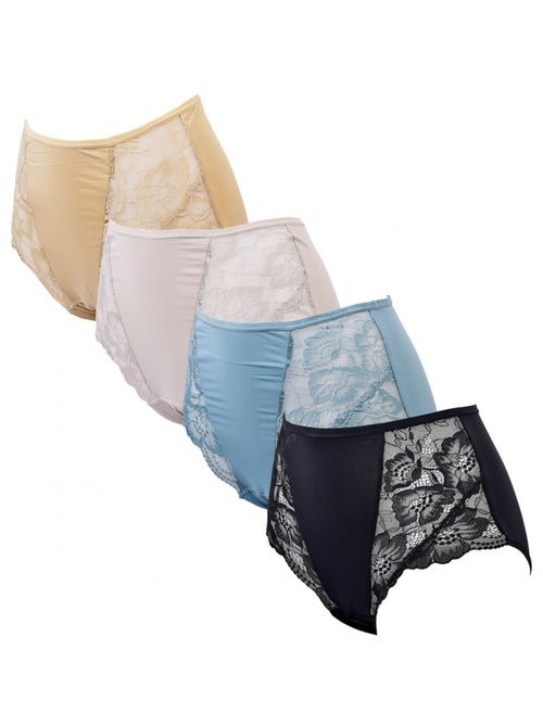 Culotte Microfibre TRESS Dentelle - Pack de 4 - Kiabi