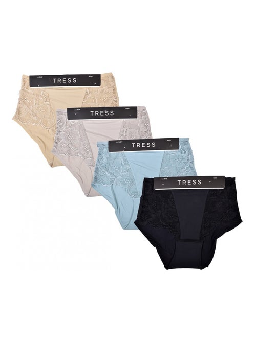 Culotte Microfibre TRESS Dentelle - Pack de 4 - Kiabi