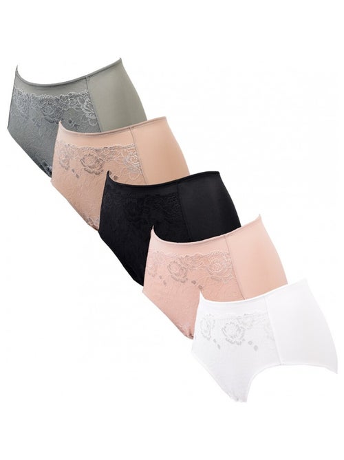 Culotte Microfibre TRESS Dentelle - Pack de 5 - Kiabi