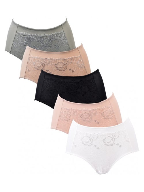 Culotte Microfibre TRESS Dentelle - Pack de 5 - Kiabi