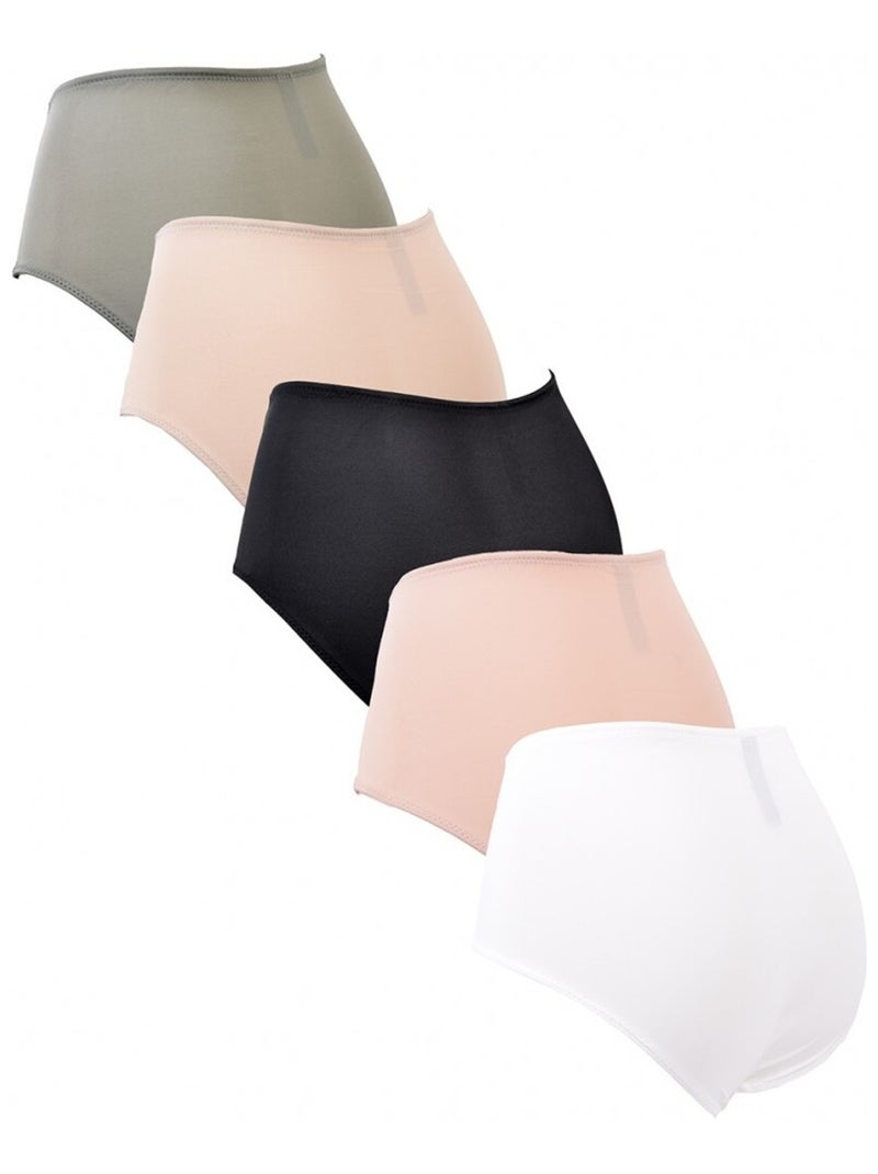 Culotte Microfibre TRESS Dentelle - Pack de 5 Gris Beige Blanc - Kiabi