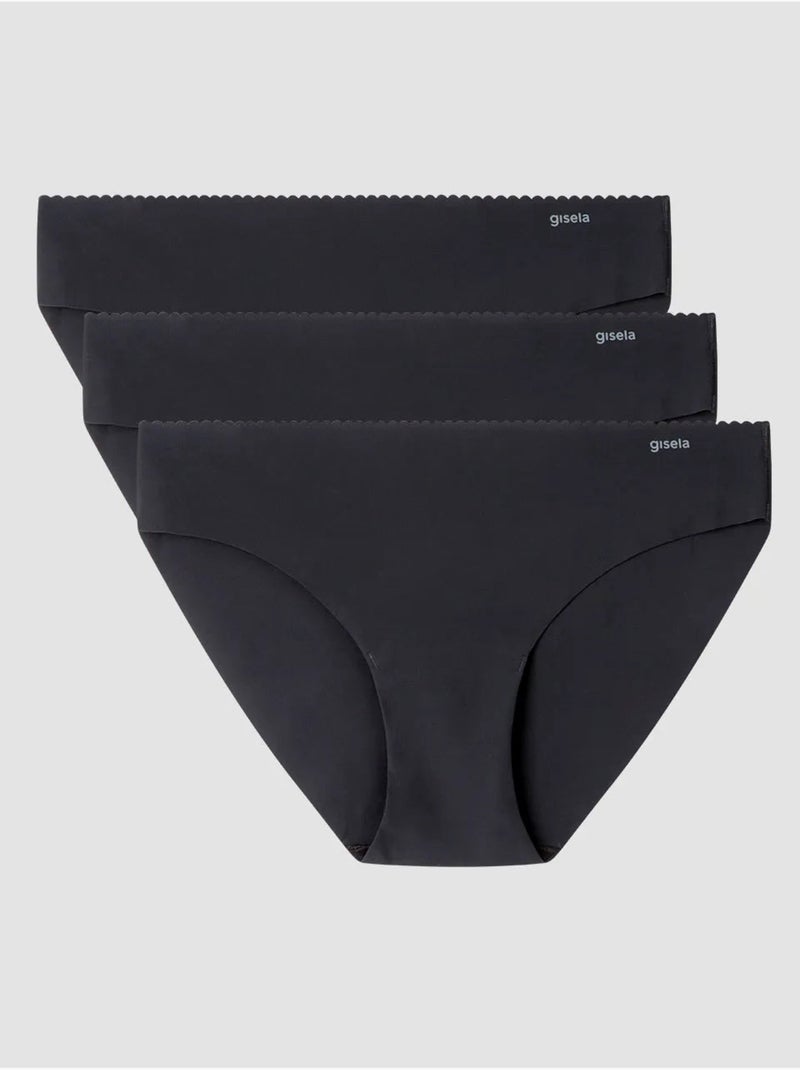 Culotte midi invisible en tissu microfibre Noir - Kiabi