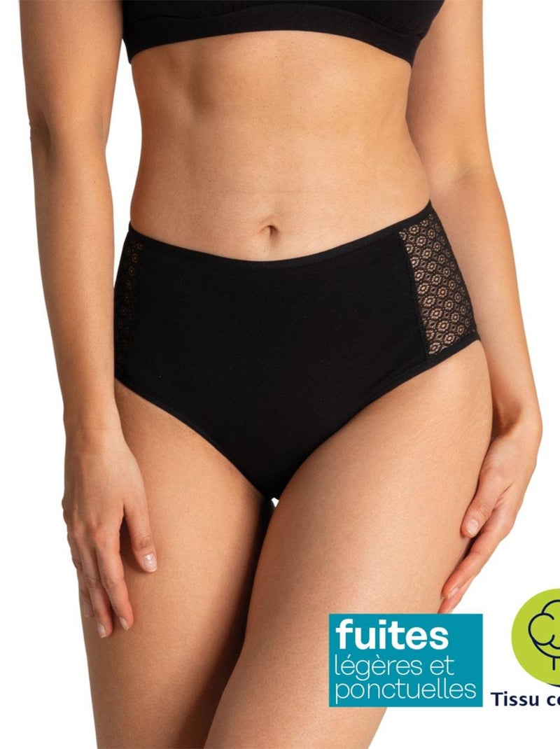 Culotte midi pour fuites urinaires Noir - Kiabi