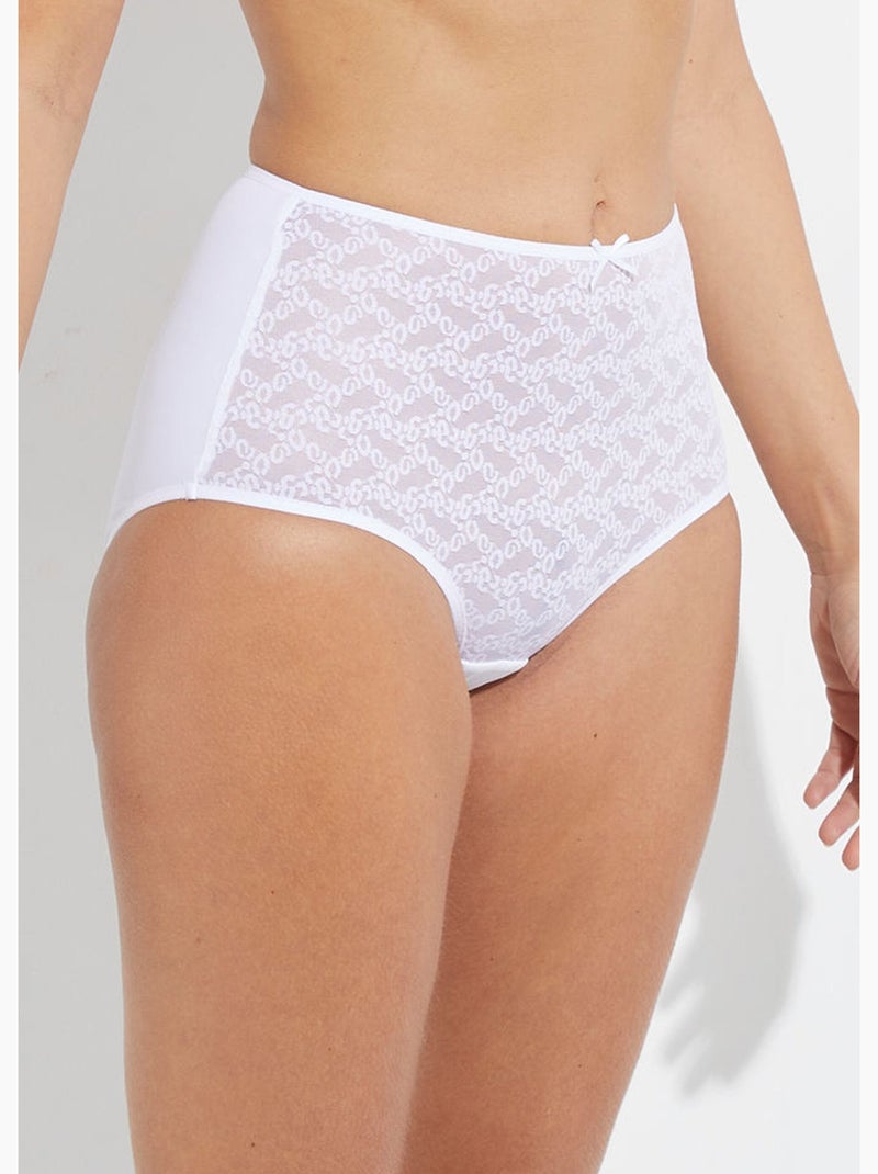 Culotte midi taille normale maille fantaisie - Afibel Blanc - Kiabi