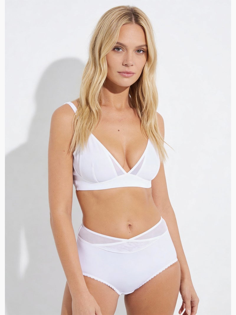Culotte midi taille normale tulle et microfibre - Afibel Blanc - Kiabi
