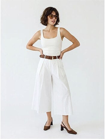 Culotte plissée à jambe large et taille haute lucci