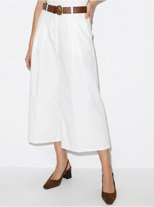 Culotte plissée à jambe large et taille haute lucci - Kiabi Culotte plissée à jambe large et taille haute lucci - Kiabi