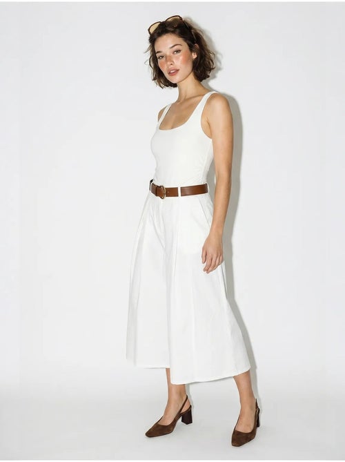 Culotte plissée à jambe large et taille haute lucci - Kiabi Culotte plissée à jambe large et taille haute lucci - Kiabi