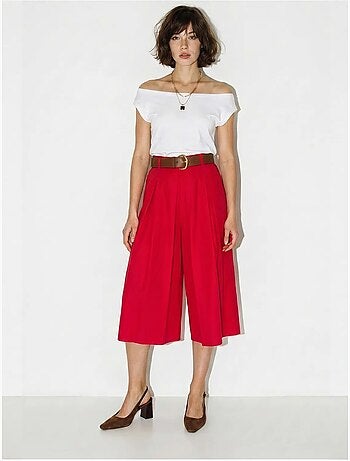Culotte plissée à jambe large et taille haute lucci