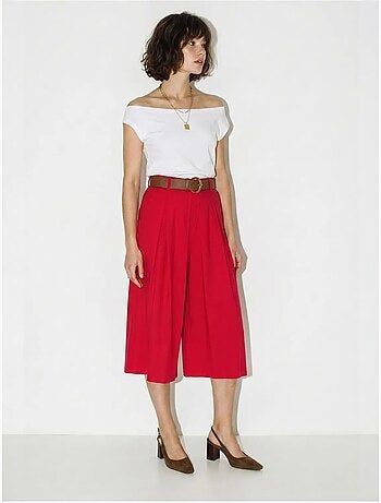 Culotte plissée à jambe large et taille haute lucci