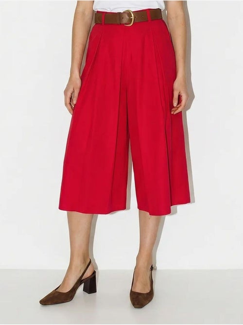 Culotte plissée à jambe large et taille haute lucci - Kiabi Culotte plissée à jambe large et taille haute lucci - Kiabi