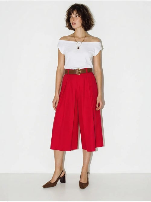 Culotte plissée à jambe large et taille haute lucci - Kiabi Culotte plissée à jambe large et taille haute lucci - Kiabi